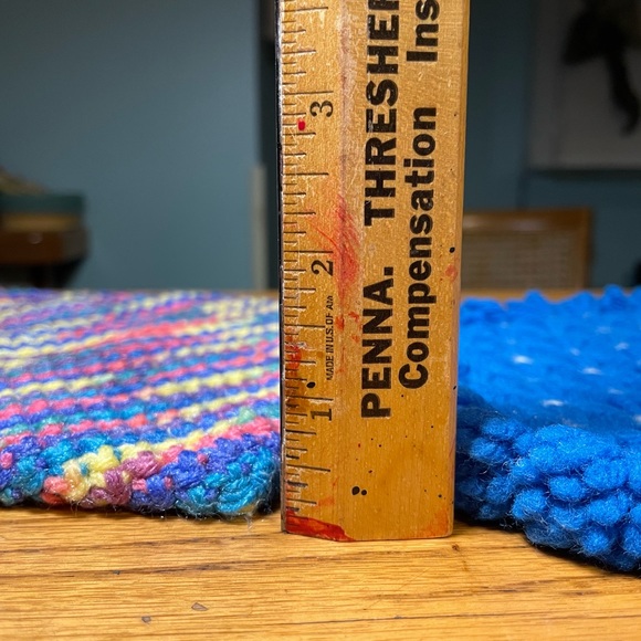 6 VNTG Potholders Excellent Clean Condition Hand Crafted Knit Crochet Blue Pink - Picture 11 of 17